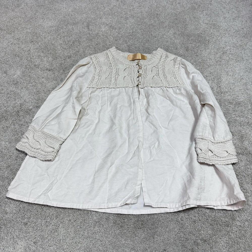 Level Ten Blouse Women’s Beige Long Sleeve Size Medium